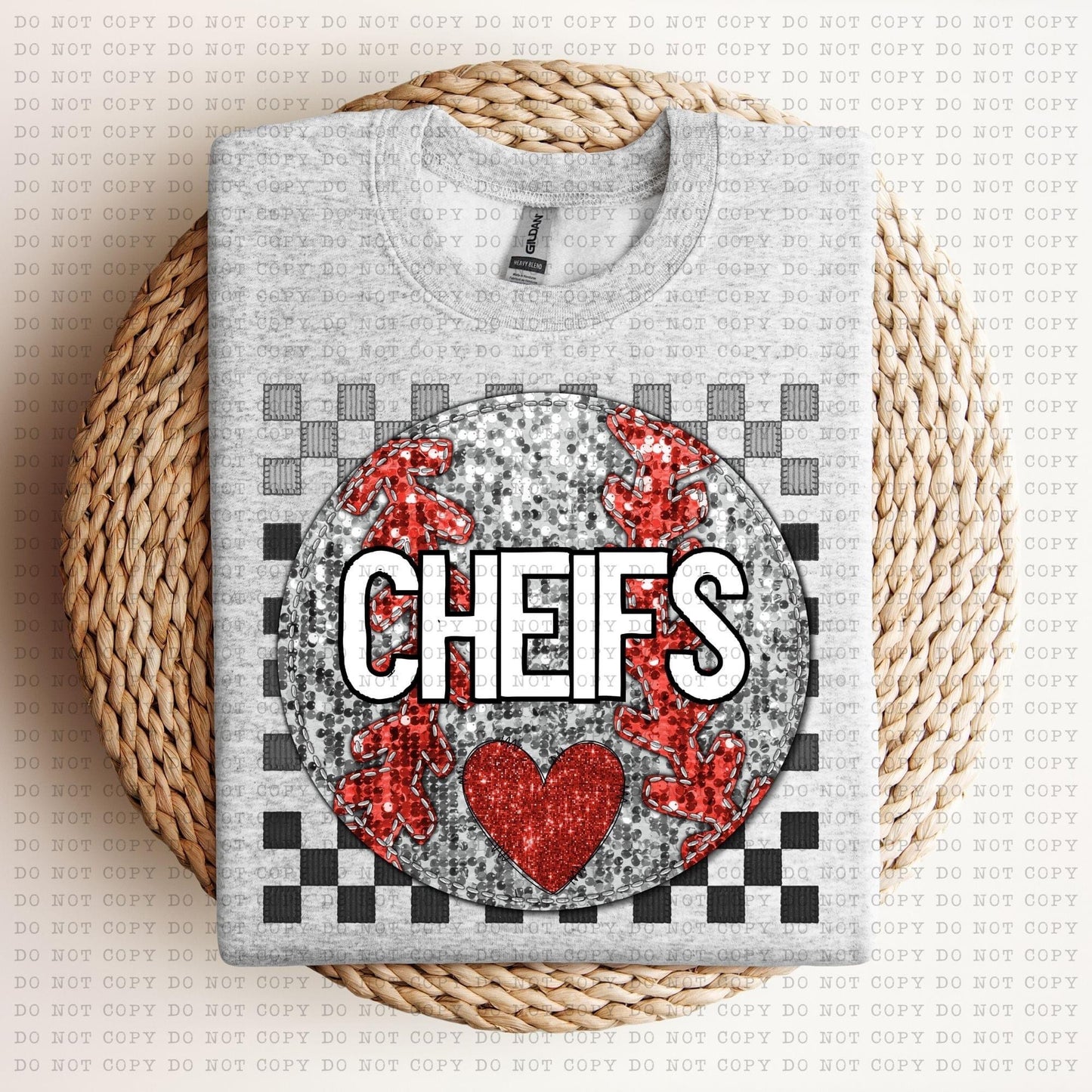 Baseball Mascots Faux Embroidery Checkered Sequins -DTF