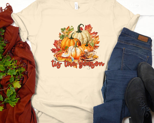 Tis the season pumpkins leaves pie-DTF