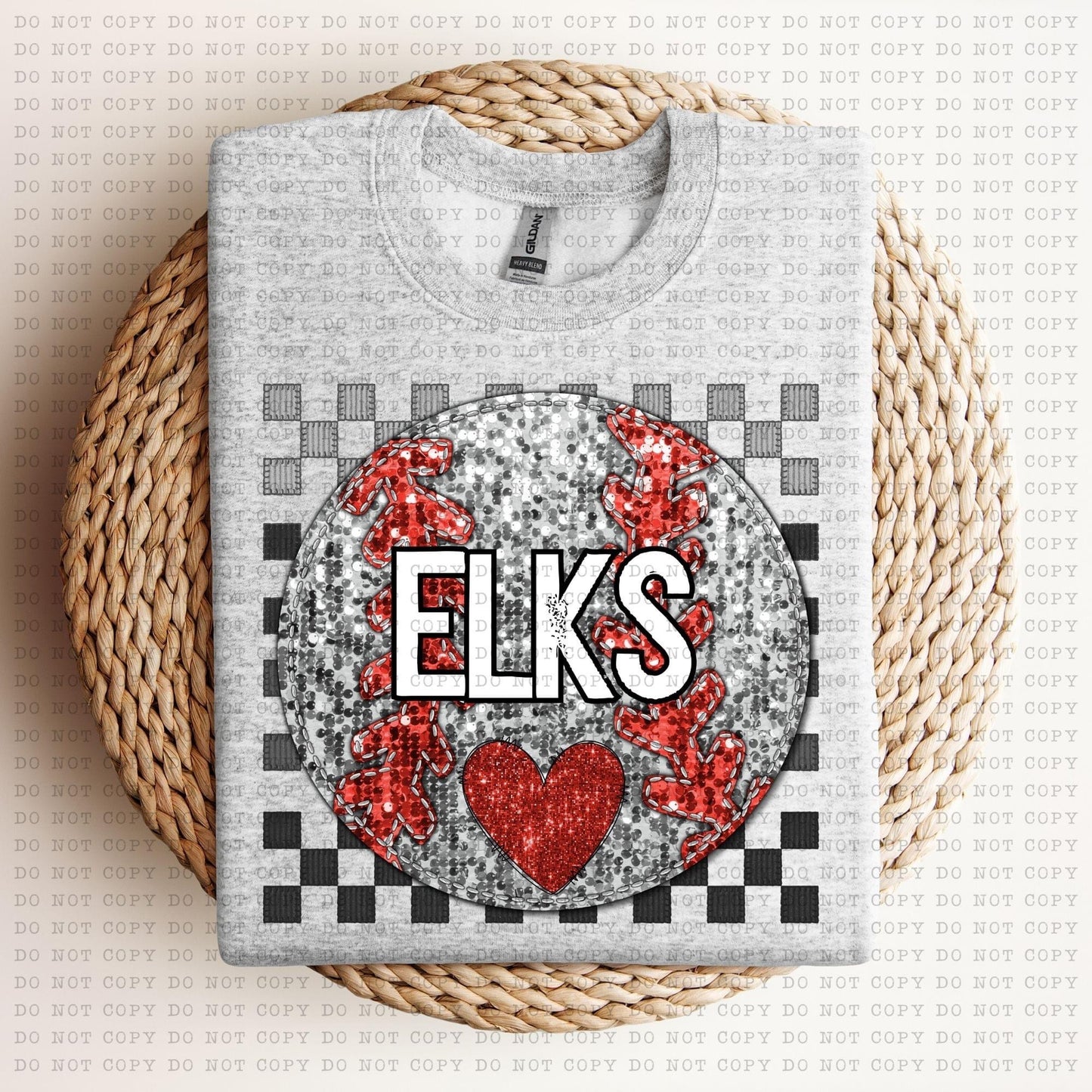 Baseball Mascots Faux Embroidery Checkered Sequins -DTF