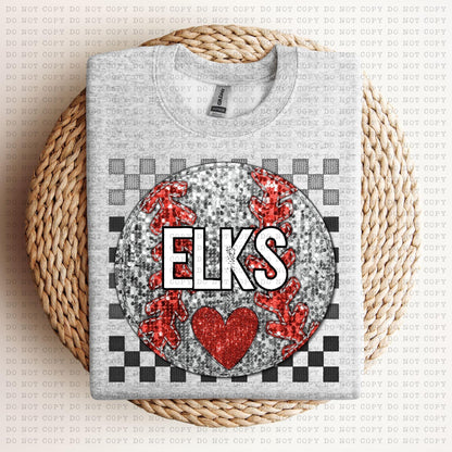 Baseball Mascots Faux Embroidery Checkered Sequins -DTF