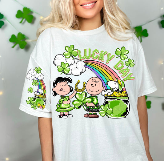 Lucky Day Charlie Brown (FRONT OF SHIRT & SLEEVE COMBO)-DTF