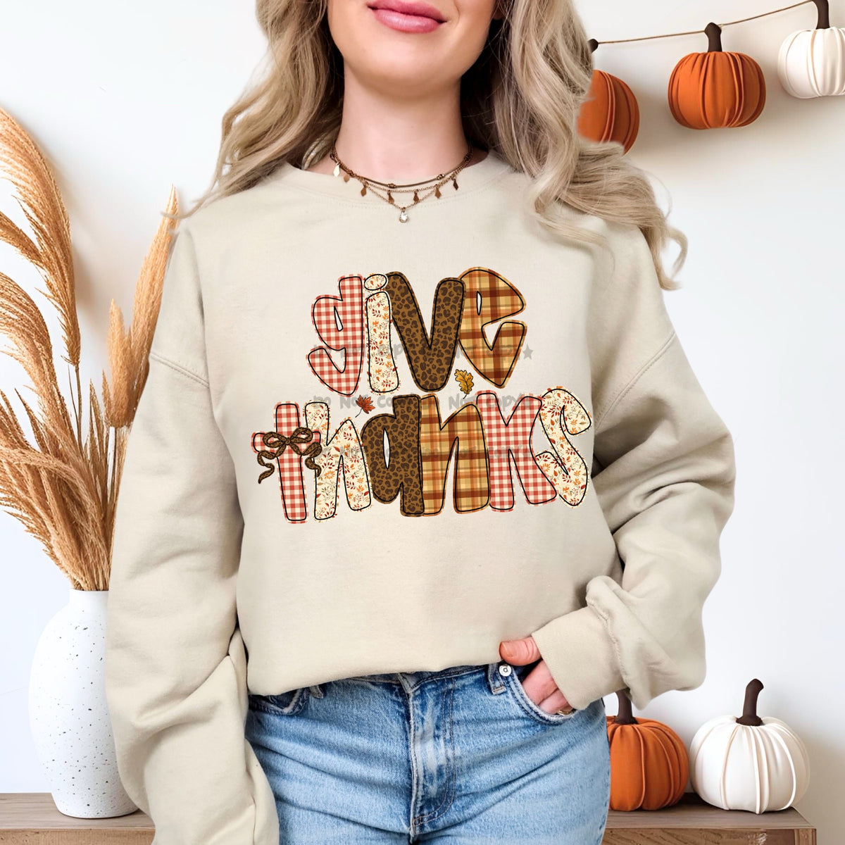 Give Thanks plaid-DTF&UV