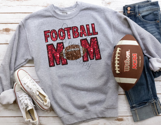 Red sequin football mom-DTF