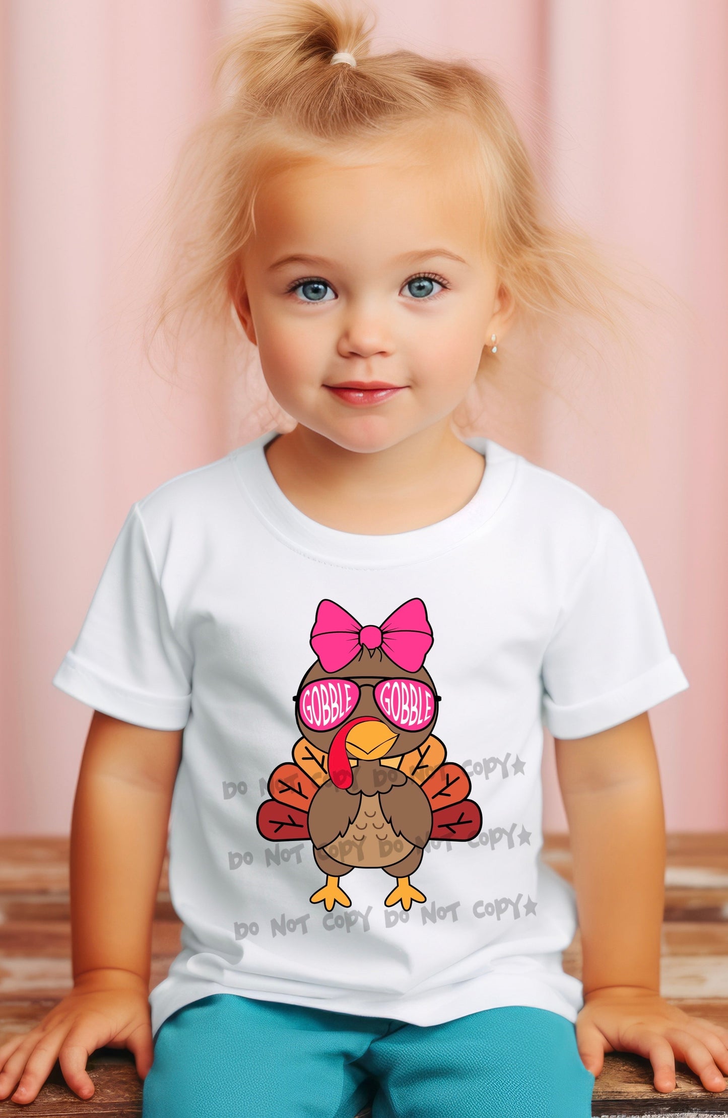 Girl turkey with gobble gobble glasses-DTF