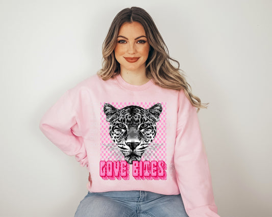 Love Bites Pink Checkered Tiger DTF