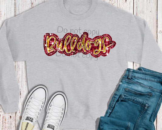 Bulldogs sequin maroon gold-DTF