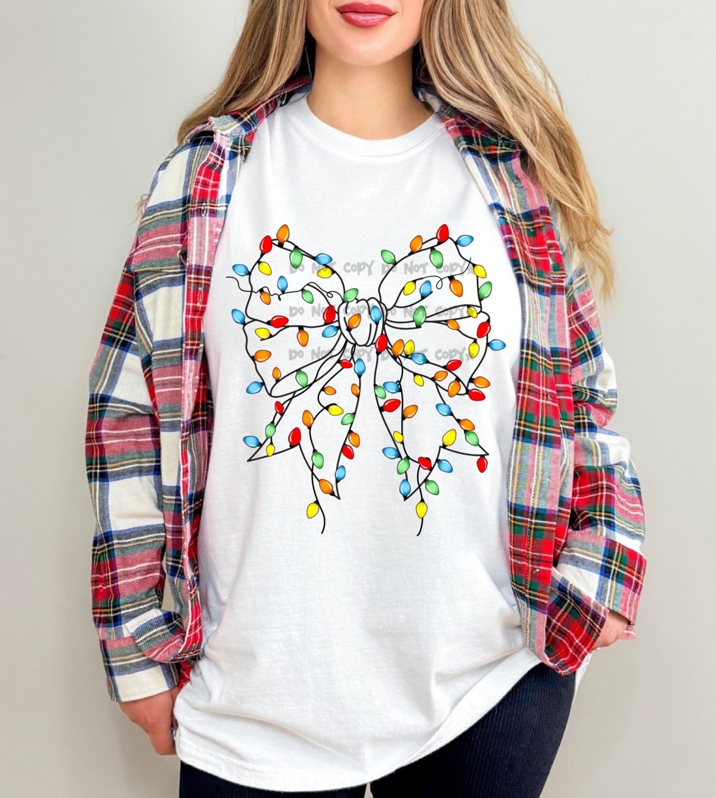 Christmas lights bow-DTF