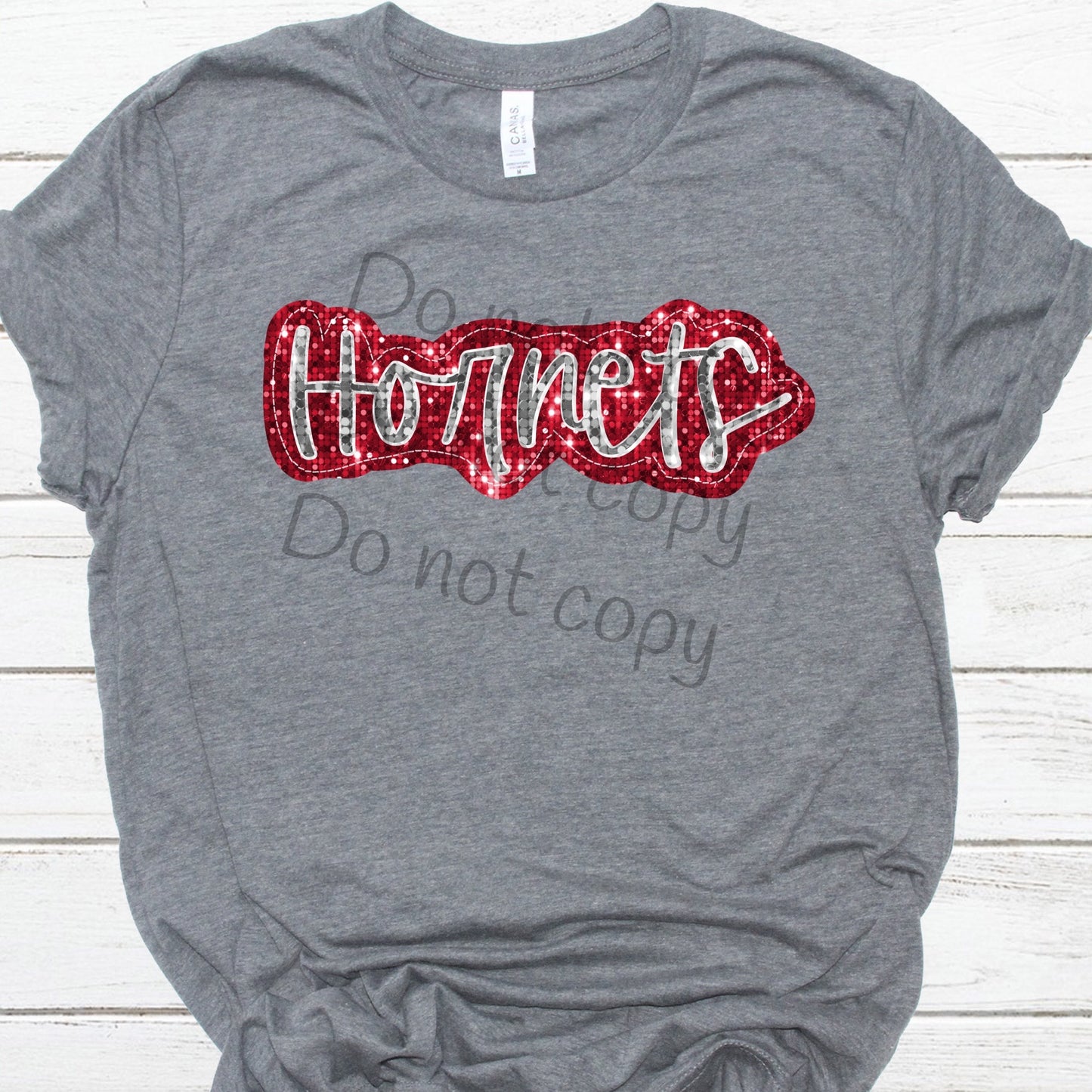 Hornets red silver sequin -DTF