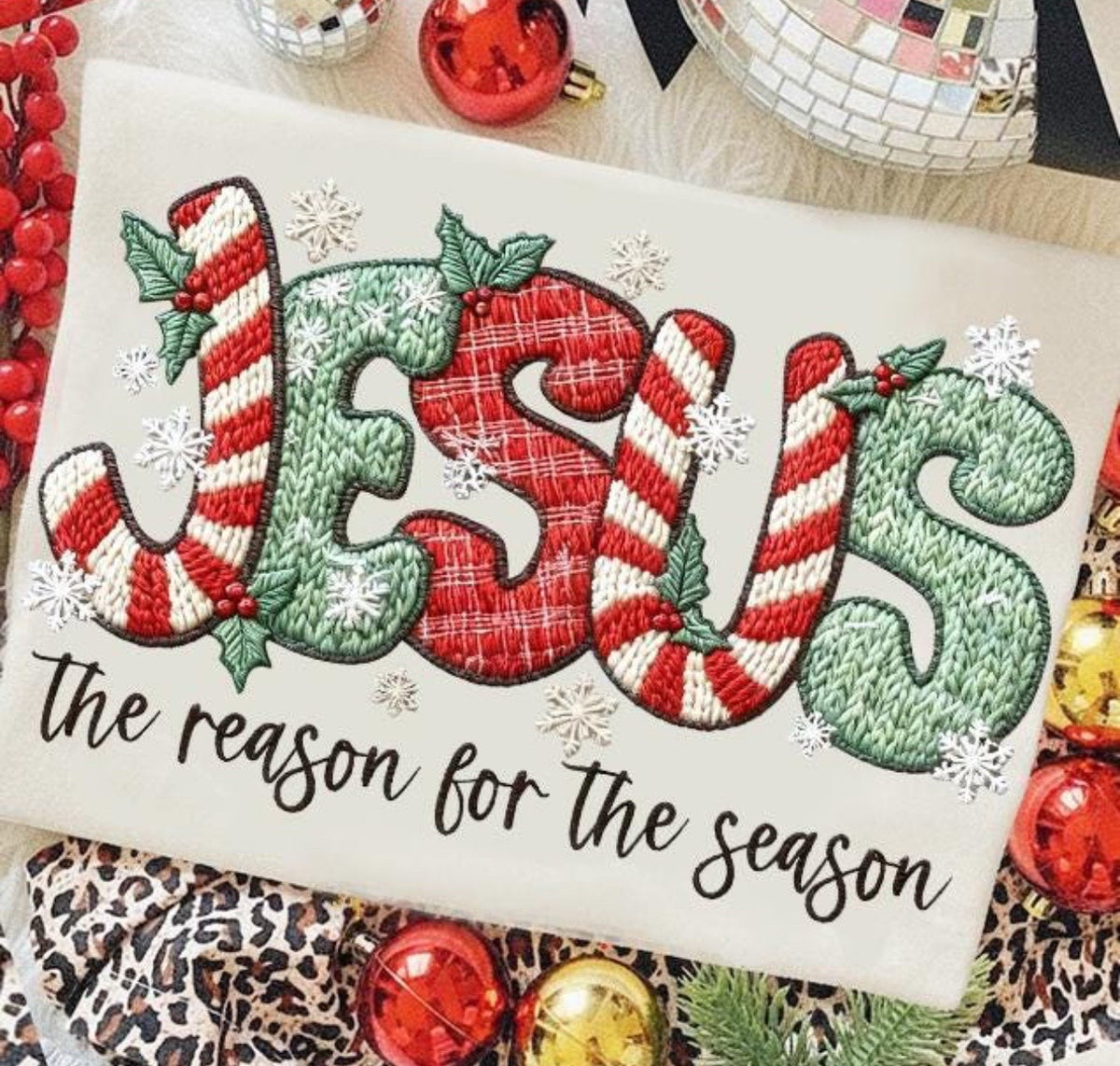 Red and Green Jesus the reason for the season -DTF&UV