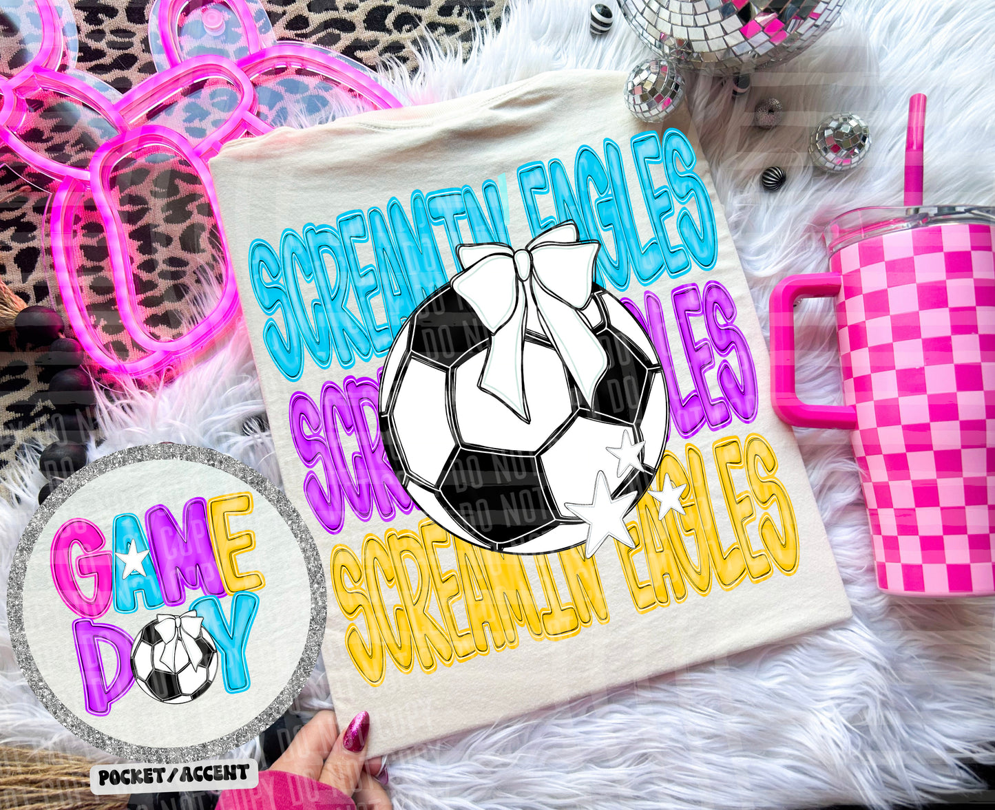 Bright Preppy Soccer(included FRONT AND BACK) DROPDOWN- DTF&UV