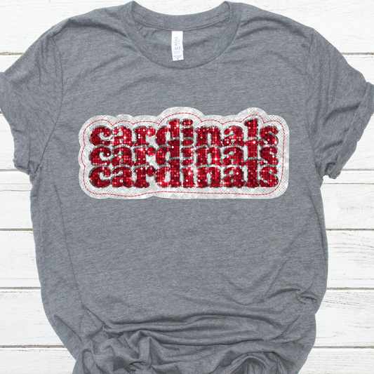 Cardinals stacked sequin-DTF