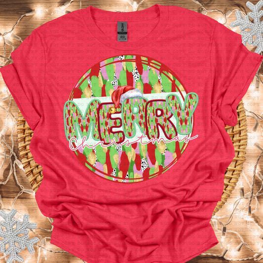 MERRY CHRISTMAS MESSY PAINT CIRCLE-DTF