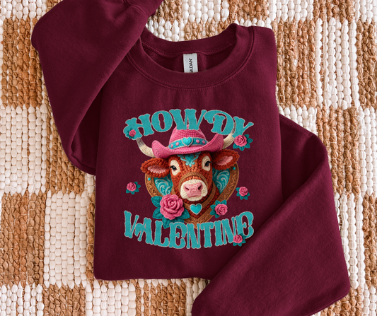 HOWDY VALENTINE CROCHET COW-DTF&UV