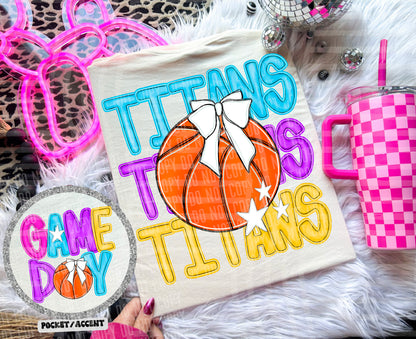 Bright Preppy Basketball(included FRONT AND BACK) DROPDOWN- DTF&UV