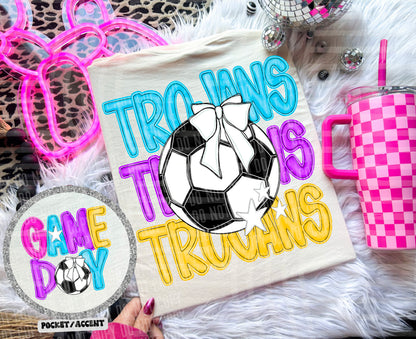 Bright Preppy Soccer(included FRONT AND BACK) DROPDOWN- DTF&UV