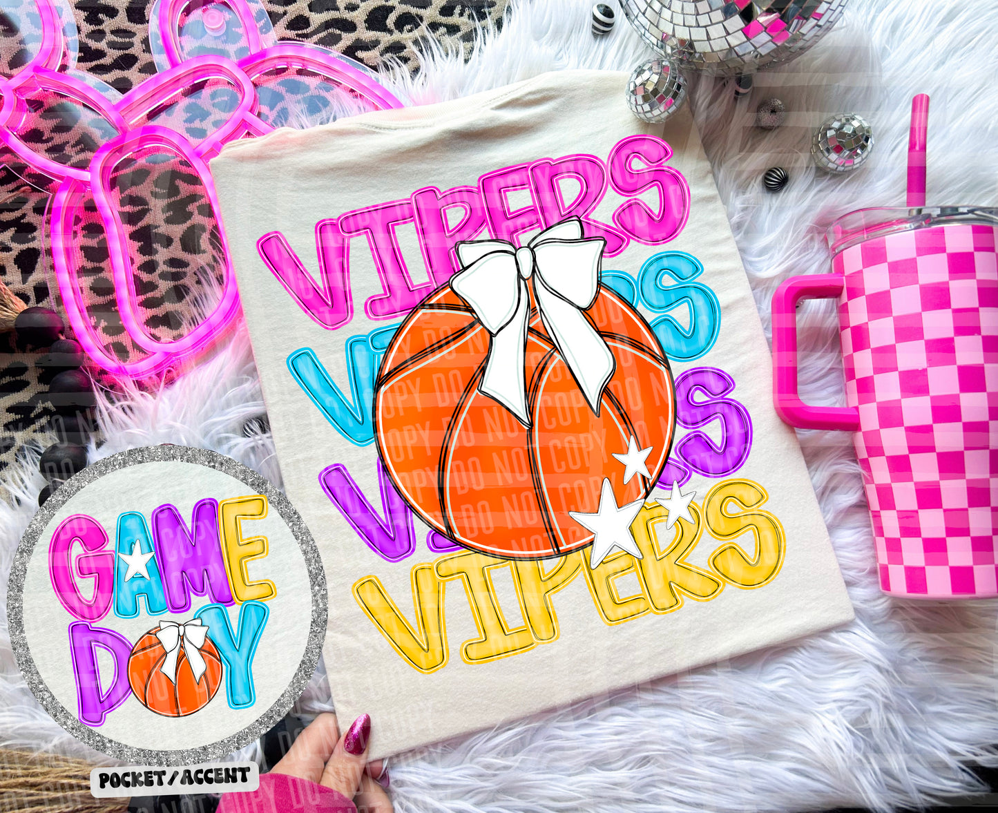 Bright Preppy Basketball(included FRONT AND BACK) DROPDOWN- DTF&UV