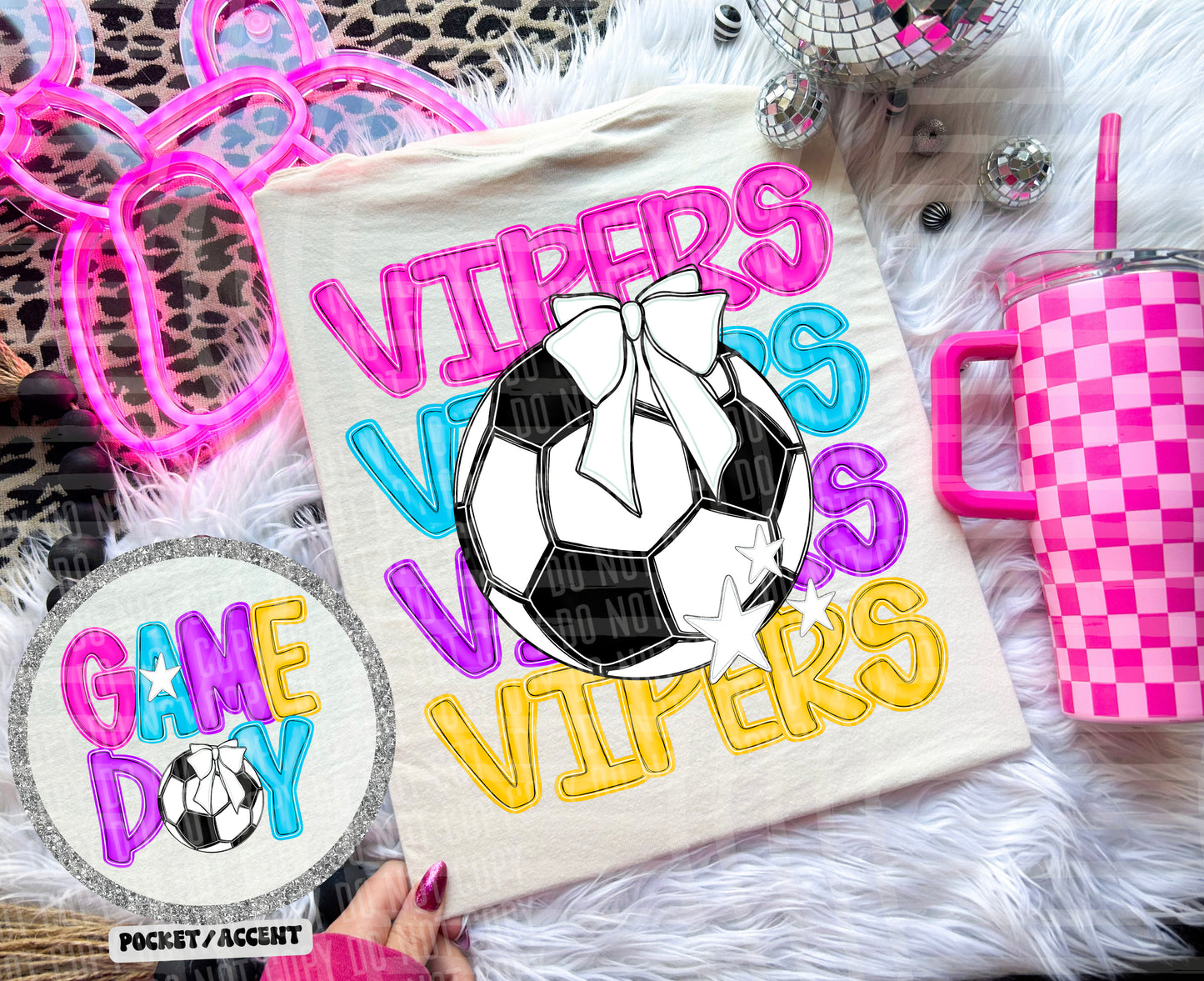 Bright Preppy Soccer(included FRONT AND BACK) DROPDOWN- DTF&UV