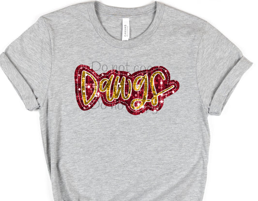 Dawgs maroon gold sequin-DTF