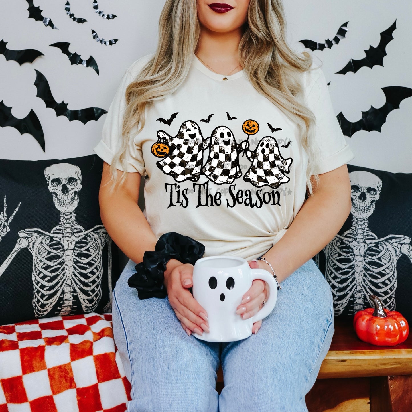 Tis the Season Checkered ghosts- -DTF&UV