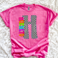 Neon Checkered Letter with Mascot Name (Dropdown)-DTF&UV