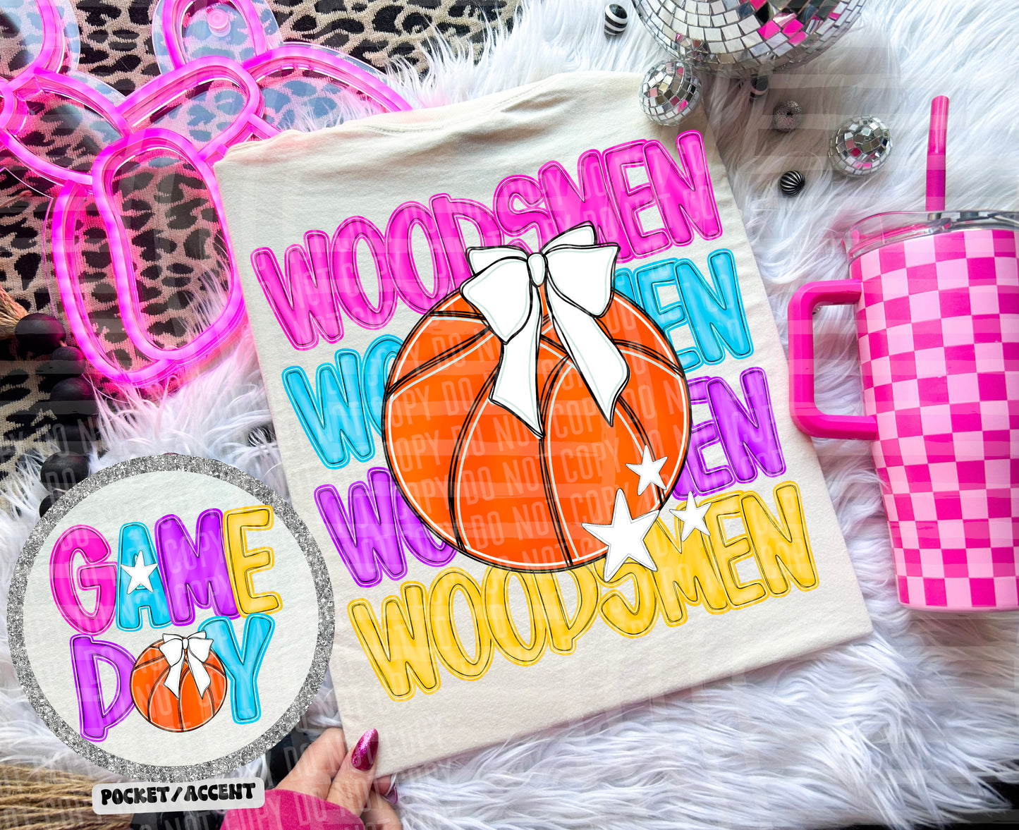 Bright Preppy Basketball(included FRONT AND BACK) DROPDOWN- DTF&UV