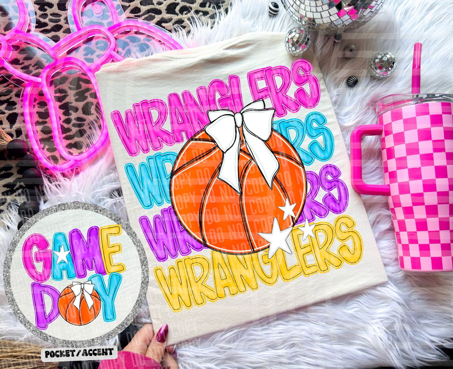 Bright Preppy Basketball(included FRONT AND BACK) DROPDOWN- DTF&UV