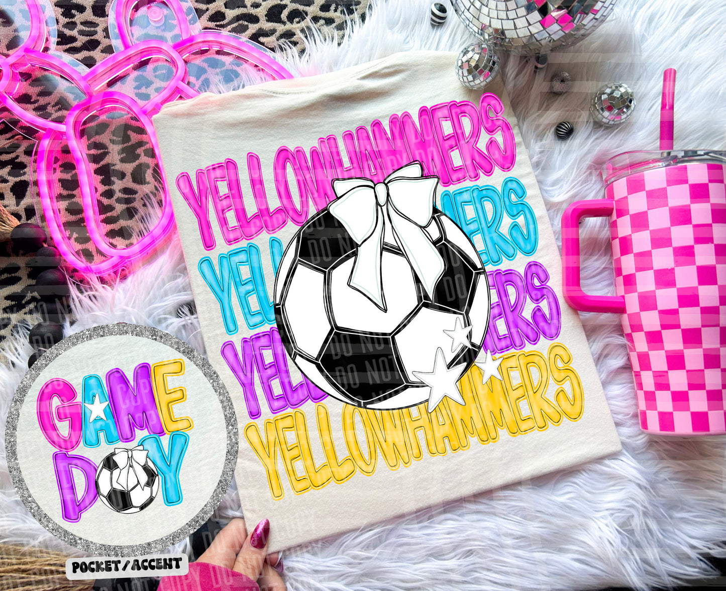 Bright Preppy Soccer(included FRONT AND BACK) DROPDOWN- DTF&UV