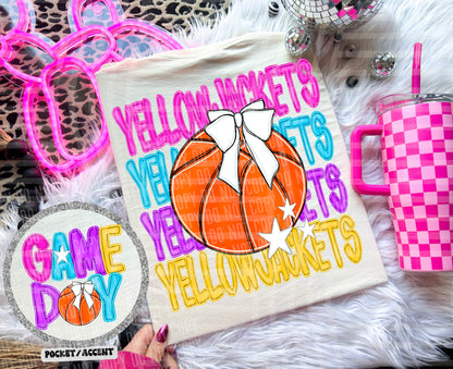 Bright Preppy Basketball(included FRONT AND BACK) DROPDOWN- DTF&UV
