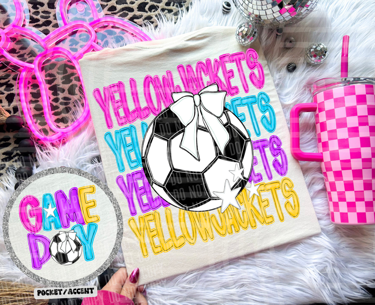 Bright Preppy Soccer(included FRONT AND BACK) DROPDOWN- DTF&UV