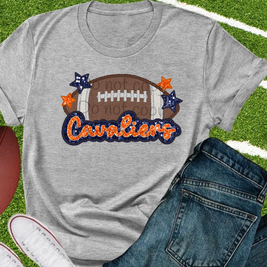 Cavaliers stars sequin football-DTF