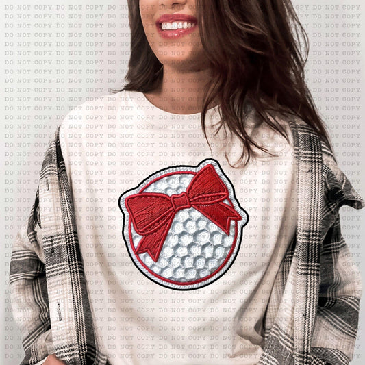 Golf With Faux Embroidery Coquette Bow - DTF