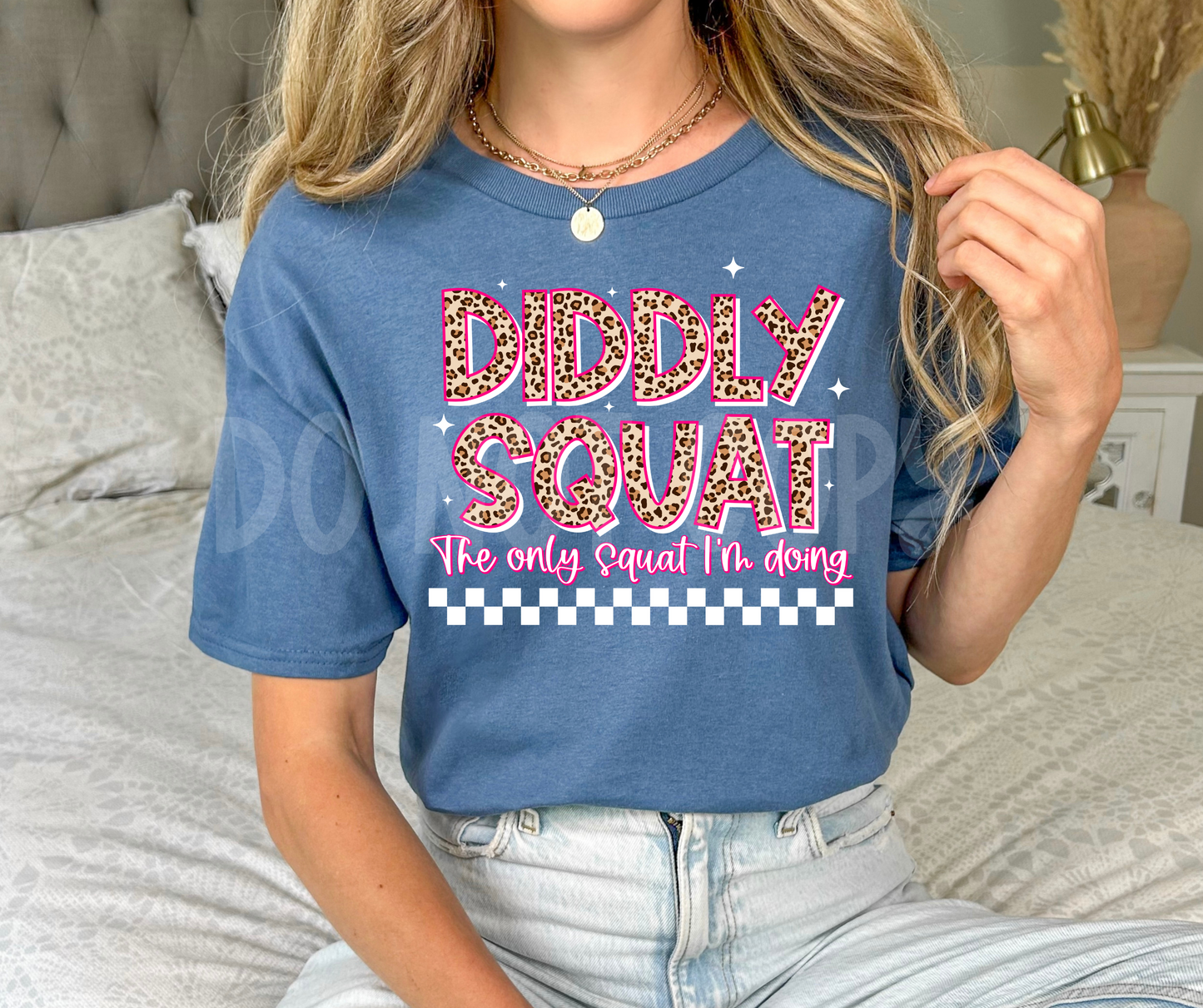 Diddly squat white checkered-DTF