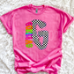 Neon Checkered Letter with Mascot Name (Dropdown)-DTF&UV