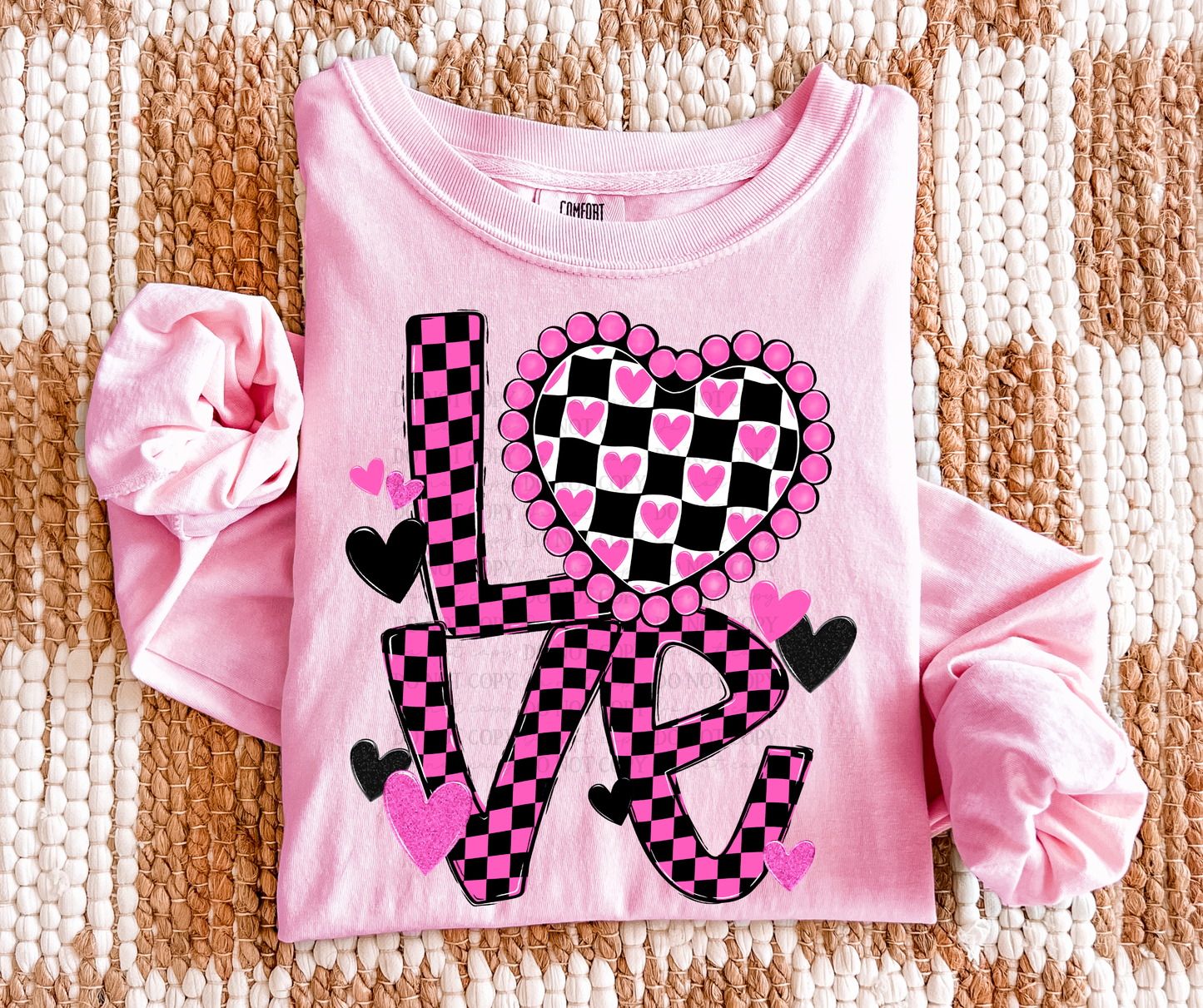 CHECKERED LOVE o heart checkered-DTF&UV