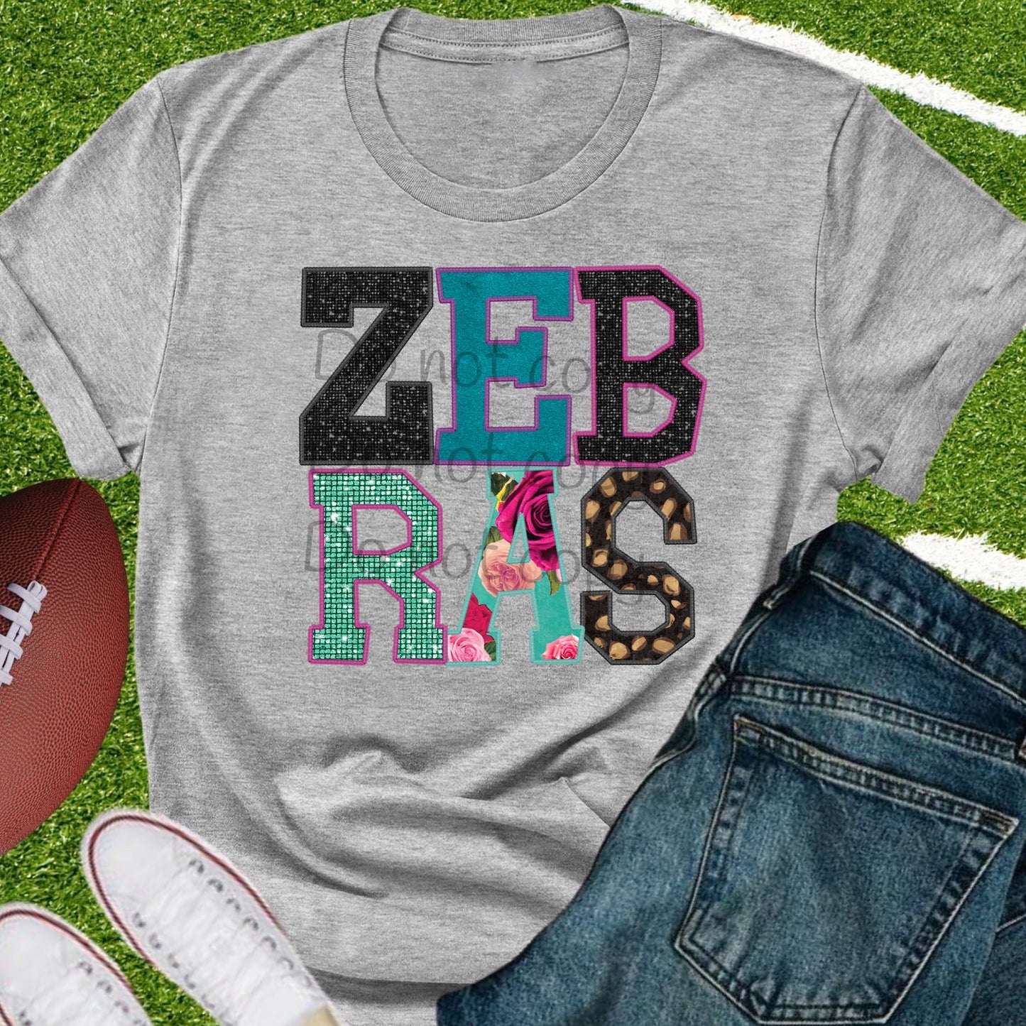 Zebras faux appliqué words-DTF