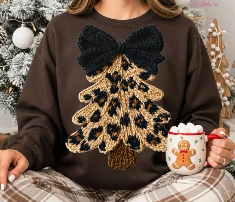 Leopard tree black bow-DTF&UV