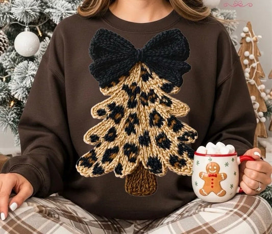 Leopard tree black bow-DTF&UV