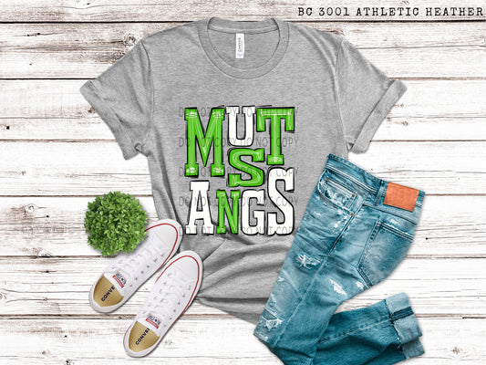 Mustangs Green and White - DTF
