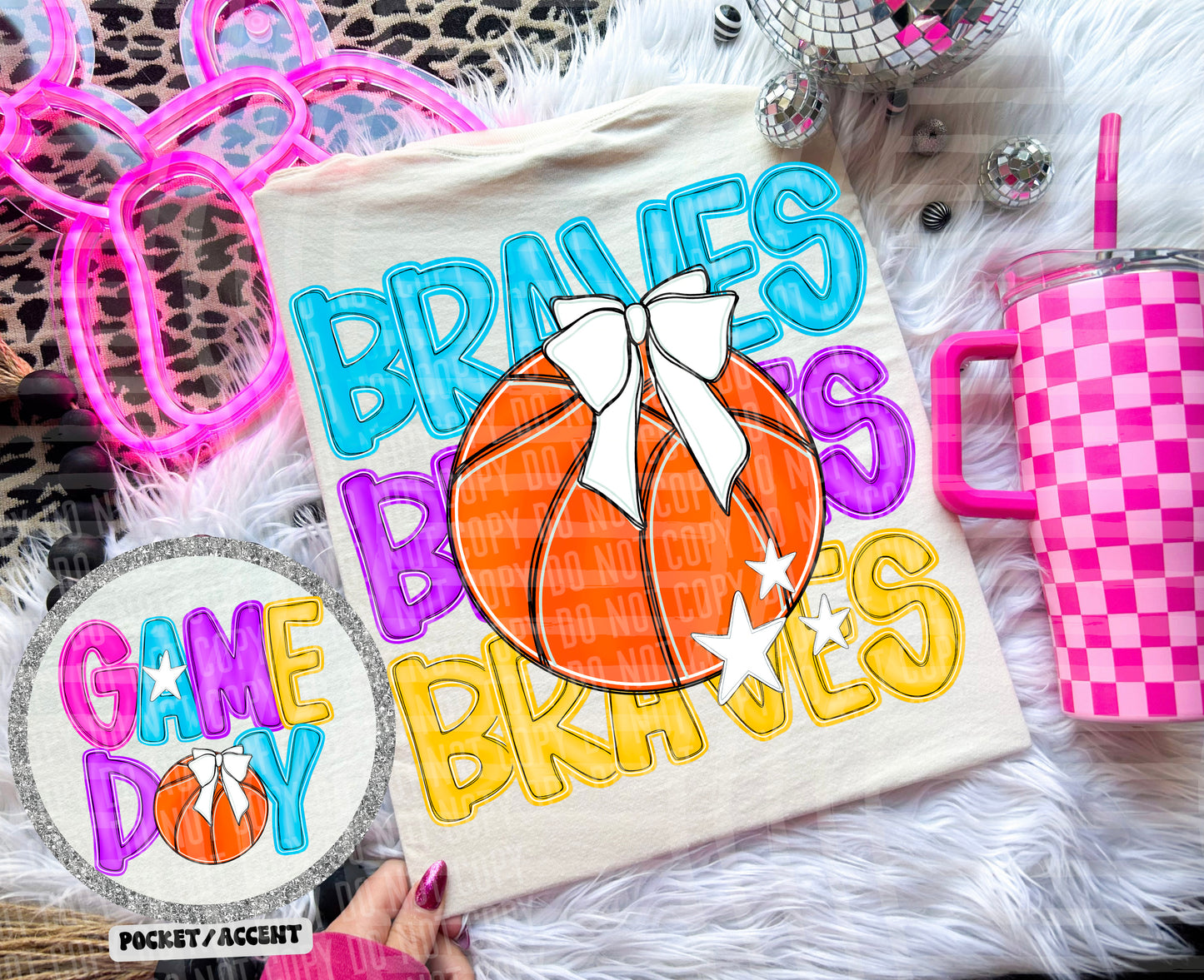 Bright Preppy Basketball(included FRONT AND BACK) DROPDOWN- DTF&UV