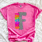Neon Checkered Letter with Mascot Name (Dropdown)-DTF&UV