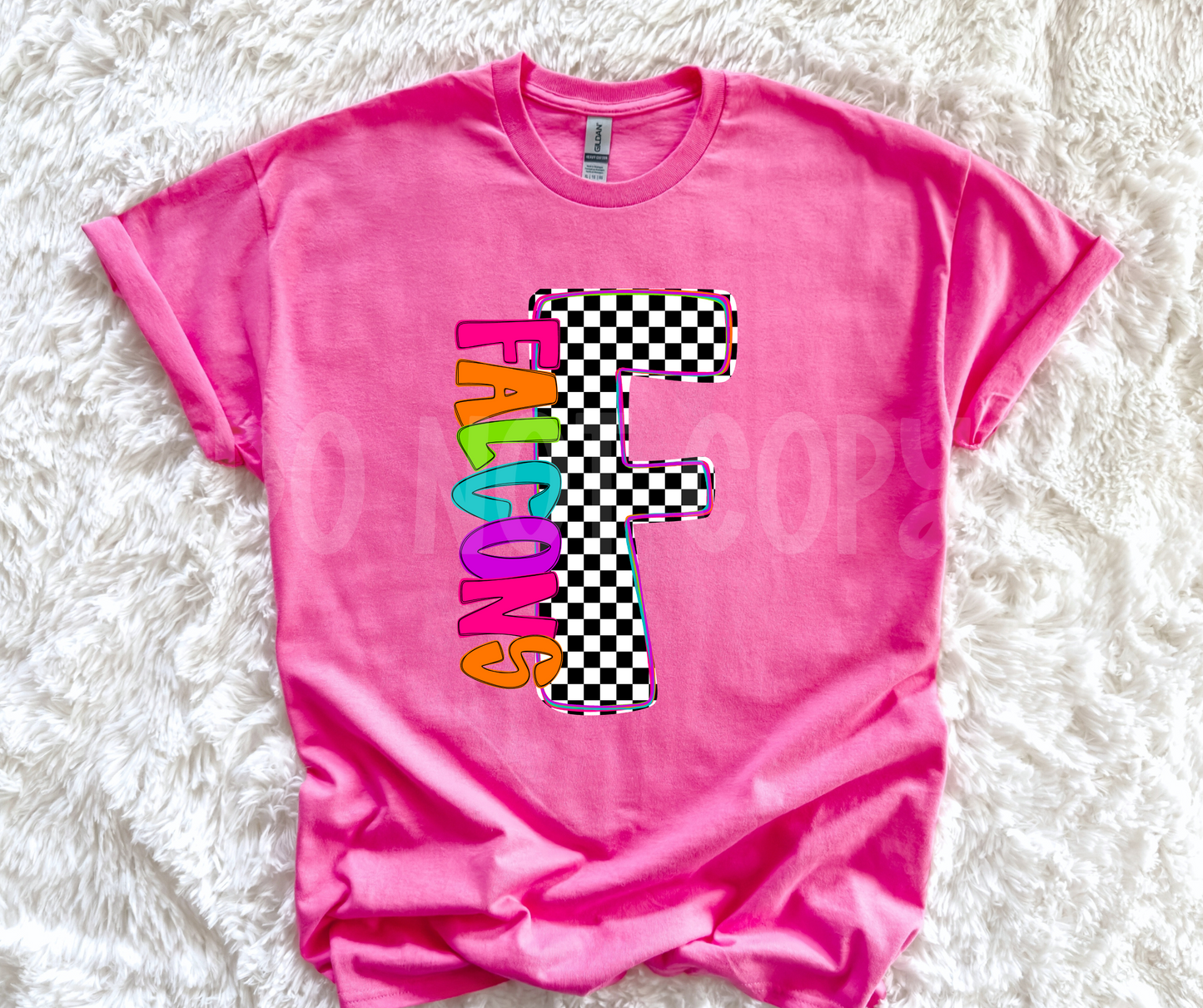 Neon Checkered Letter with Mascot Name (Dropdown)-DTF&UV