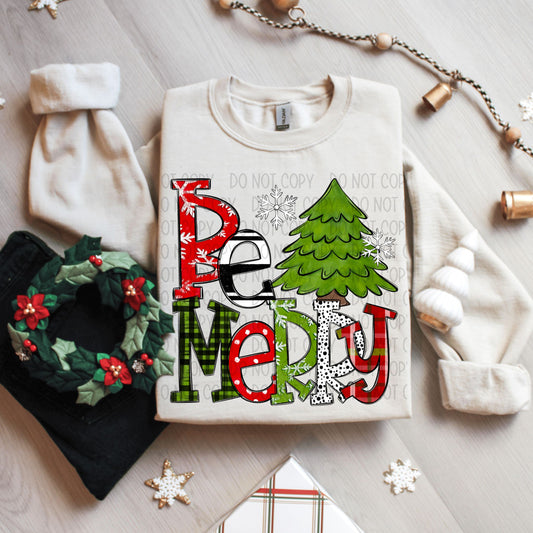 Be merry doodle sketch-DTF