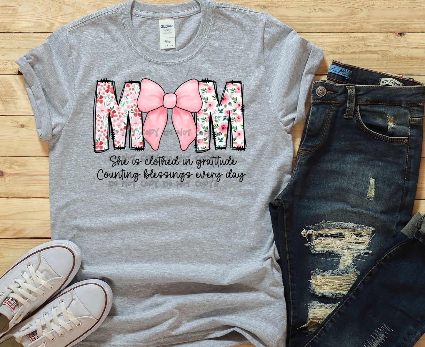 Mom floral with bow she is clothed-DTF