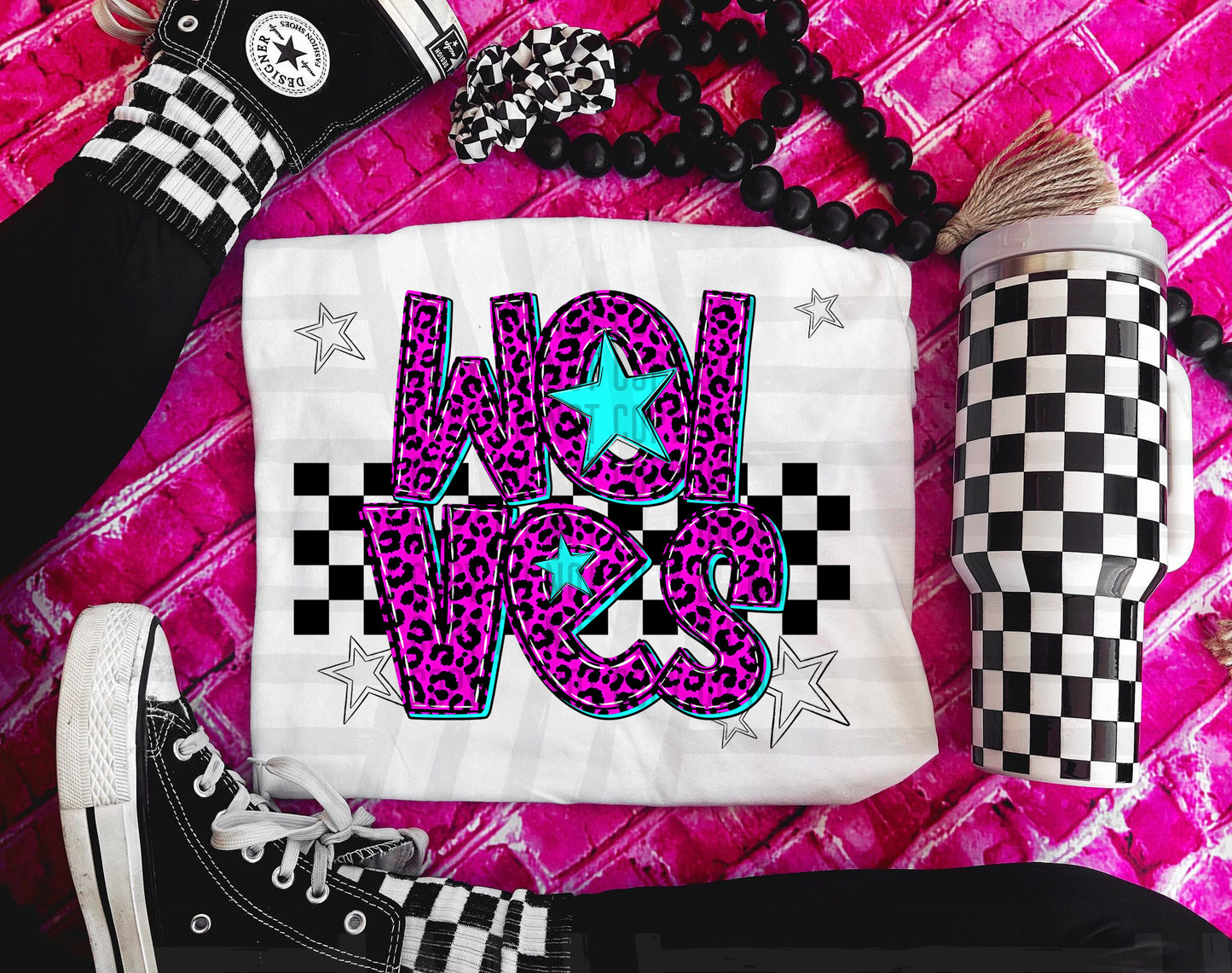 Pink Leopard Neon Mascots (dropdown)-DTF&UV