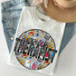 Speech Therapist Distressed Circle With School Bus And Crayons - DTF