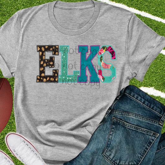 Elks faux appliqué words-DTF