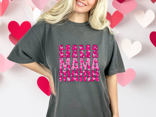 Mama Pink Heart Stacked DTF