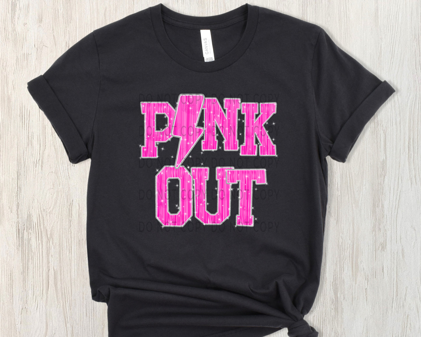 Pink Out Bolt Faux Glitter - DTF