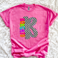Neon Checkered Letter with Mascot Name (Dropdown)-DTF&UV