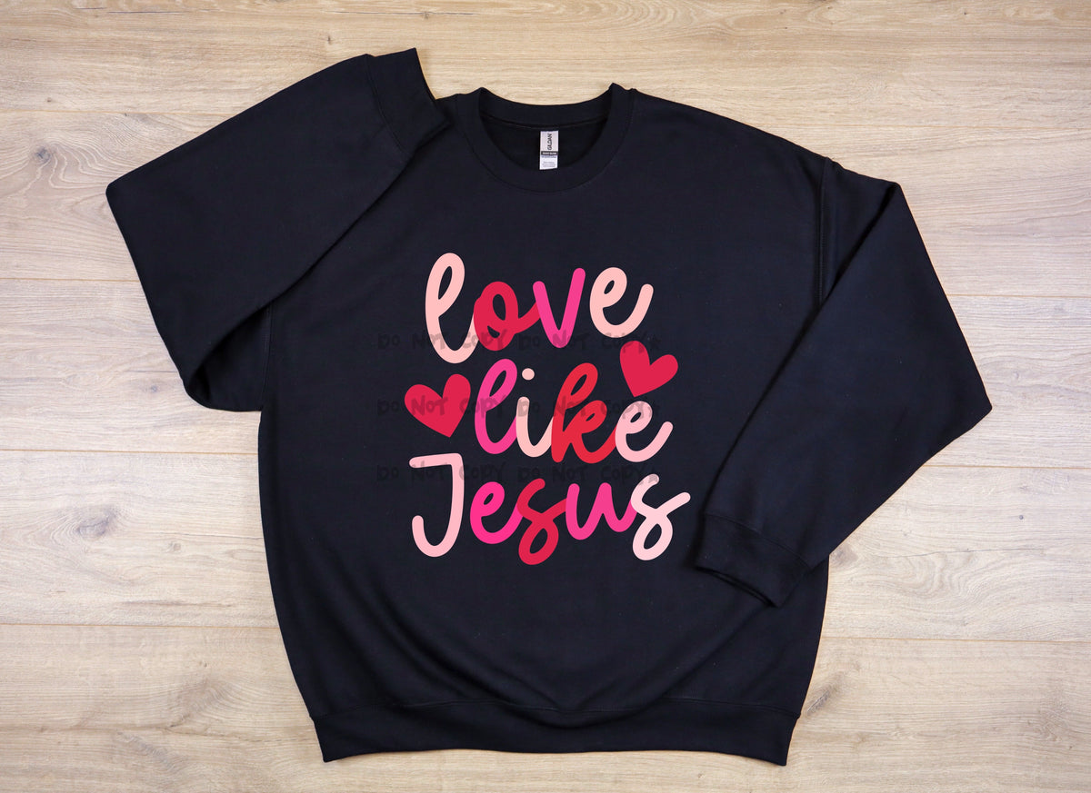 Love like Jesus red hearts-DTF